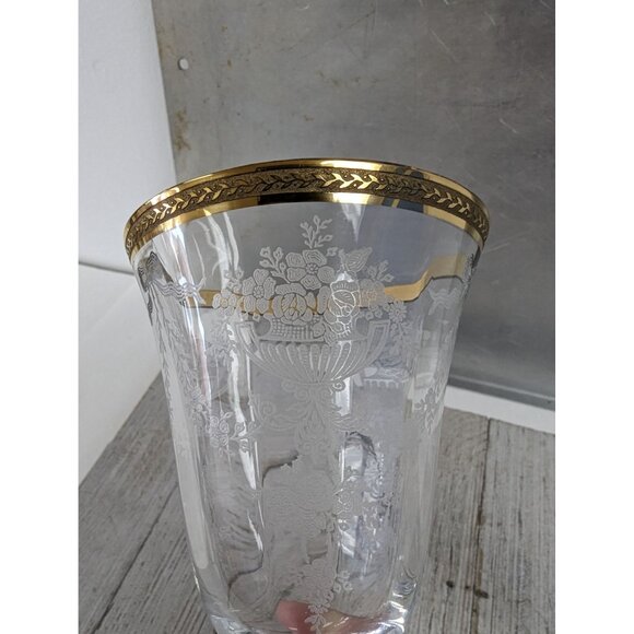 Vintage Tiffin Franciscan Etched Wine Glasses Set Of 2 Bouquet Gold Trim Goblet - Picture 5 of 7